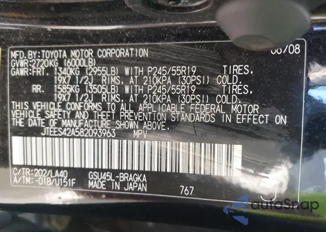 2008 Toyota Highlander Limited from USA, damaged, VIN JTEES42A582093963